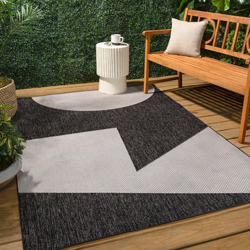 Lucian Modern Geometric Abstract Two-tone Indoor/Outdoor Area Rug